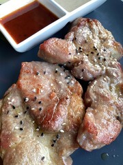 grilled pork chop with vegetables