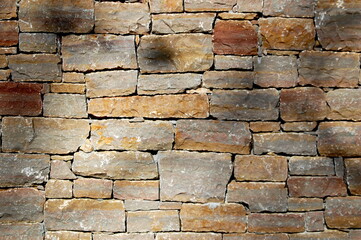 Grunge Stone Urban background, white ruined industrial brick wall with copy space