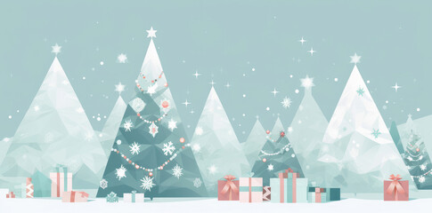 Christmas tree and Christmas gifts - card design