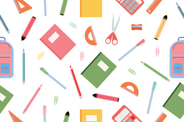 Seamless Back to School pattern. High school and college subjects. Vector illustration