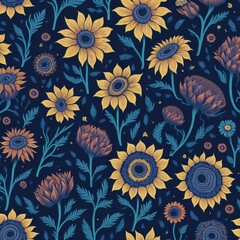 seamless pattern with sunflowers