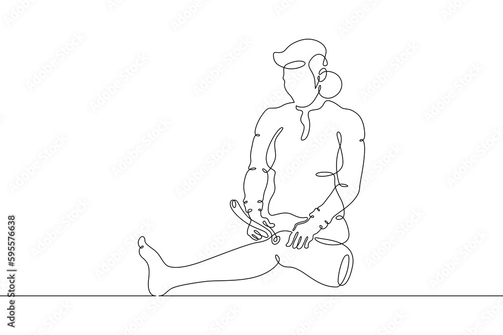 Poster one continuous line. developer of cyber prostheses and implants. medical engineer. creation of bioni
