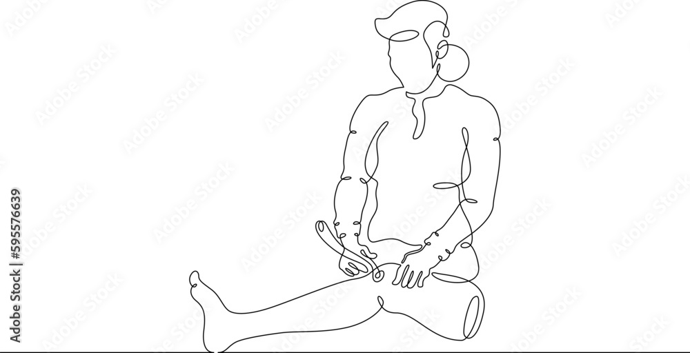 Poster one continuous line. developer of cyber prostheses and implants. medical engineer. creation of bioni