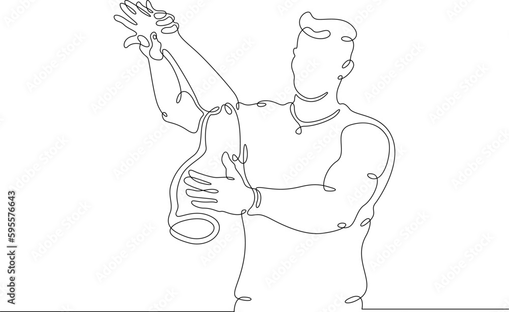Poster one continuous line. developer of cyber prostheses and implants. medical engineer. creation of bioni