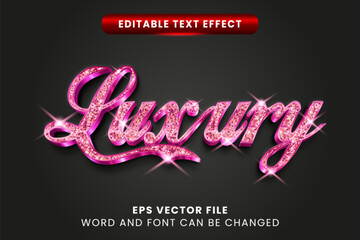 Pink glitter luxury vector text effect