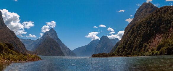 Milford Sound (Piopiotahi) fjord, Fiordland National Park in the south west of New Zealand's South...