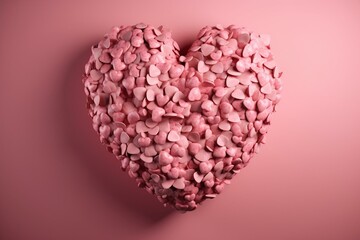 Obraz na płótnie Canvas Heart-shaped motif made up of increasing size pink hearts. Generative AI
