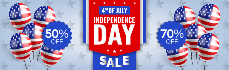 Independence Day sale USA United States on America   horizontal baner design vector illustration
