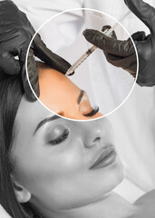 The doctor cosmetologist makes the Rejuvenating injections procedure for tightening and smoothing...