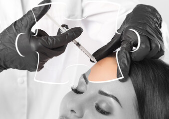 The doctor cosmetologist makes the Rejuvenating injections procedure for tightening and smoothing...