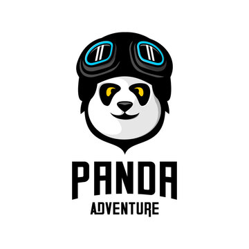 cute panda head vector design on white background	