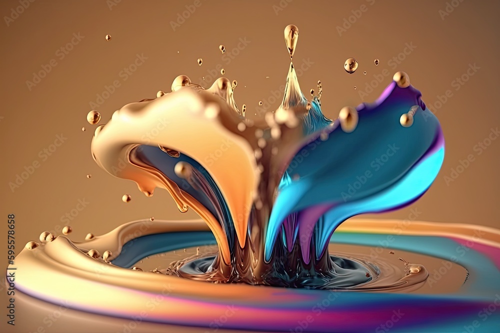 Poster abstract colorful water color splashes. creative concept. generative ai