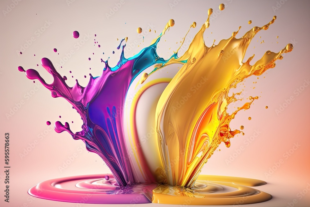 Poster abstract colorful water color splashes. creative concept. generative ai