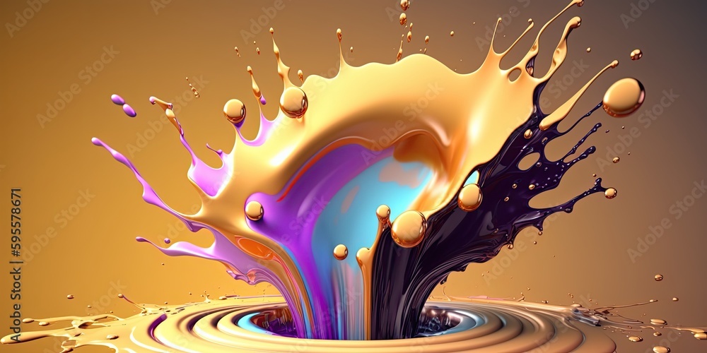 Poster abstract colorful water color splashes. creative concept. generative ai