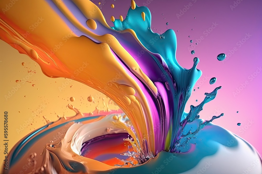Poster abstract colorful water color splashes. creative concept. generative ai
