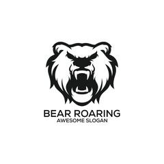 bear roaring logo design line art