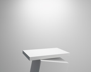 Mock-up render of geometric podium for product presentation, white background, 3d rendering.
