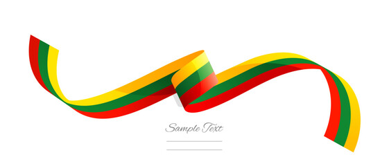 Lithuanian flag ribbon vector illustration. Lithuania flag ribbon on abstract isolated on white color background