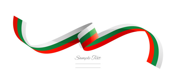 Bulgarian flag ribbon vector illustration. Bulgaria flag ribbon on abstract isolated on white color background - obrazy, fototapety, plakaty