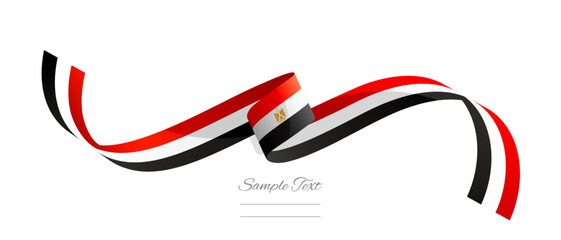 Egyptian flag ribbon vector illustration. Egypt flag ribbon on abstract isolated on white color background - obrazy, fototapety, plakaty