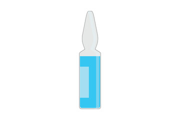 Icon plastic medical syringe with needle and vial in flat style, concept of vaccination