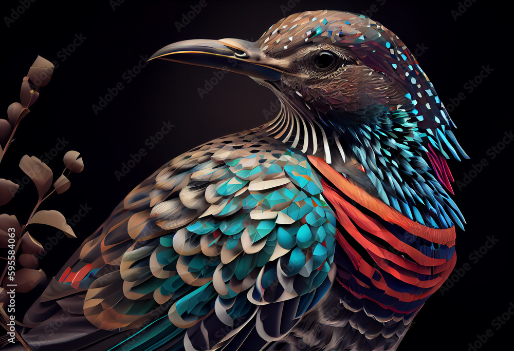 Poster peacock with feathers concept, contemporary colors and mood social background. generative ai technol