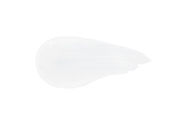 A smear of white cosmetic cream without shadows on a white background. Isolated.