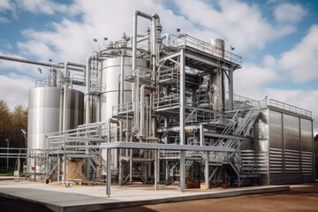 Fototapeta na wymiar a manufacturing facility, where bioenergy and biomass is produced from renewable resources, created with generative ai