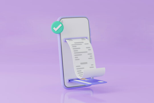 3D cartoon smartphone and credit card with bill payment, business finance and online shopping concept, 3D render illustration