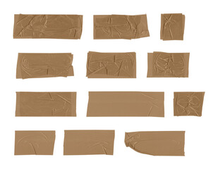  Set of adhesive tape pieces on transparent background extracted, png file
