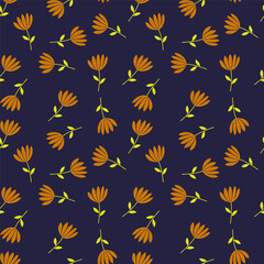 Tropical flower seamless pattern. Hand drawn cute floral endless background.