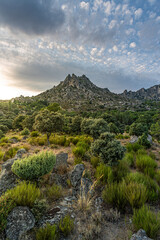 Cancho Gordo or Cancho de la Cruz, sunset photograph of the highest peak of the Sierra de la Cabrera, Madrid