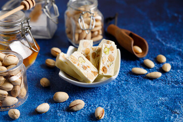 White chocolate covered nougat.
