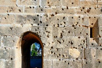 Architecture detail of a Medieval Castle in Denia, Spain. 