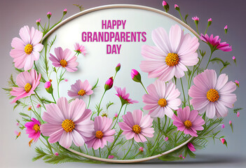 Happy Grandparents Day daisies and buds composition. Generative Ai