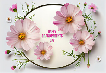 Happy Grandparents Day daisies and buds composition. Generative Ai