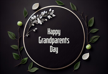 Happy Grandparents Day flowers around the board , on the blue background. Generative Ai