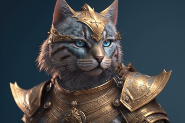 cat warrior in golden armor