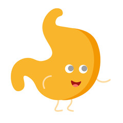 Cartoon illustration of a stomach with a yellow face and eyes