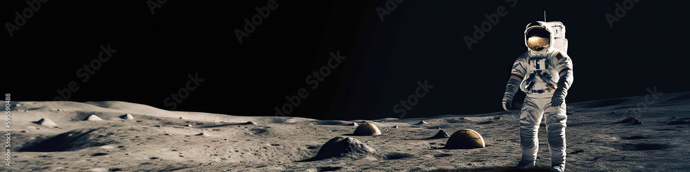 Aufkleber an astronaut standing on the surface of the moon. ai generative image