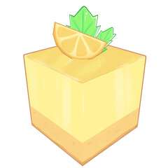 lemon pastry cube cake illustration