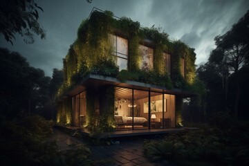 Environmentally friendly housing idea. Generative AI