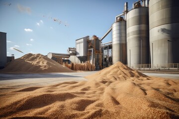 biomass refinery, converting raw biomass into refined products and energy, created with generative ai
