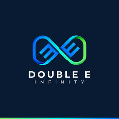 Letter E Infinity Logo design and Blue Green Gradient Colorful symbol for Business Company Branding and Corporate Identity