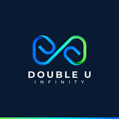 Letter U Infinity Logo design and Blue Green Gradient Colorful symbol for Business Company Branding and Corporate Identity