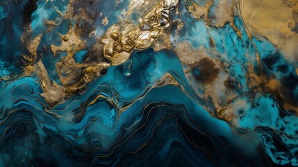 Fototapeta na wymiar abstract golden blue jade wallpaper. generative AI