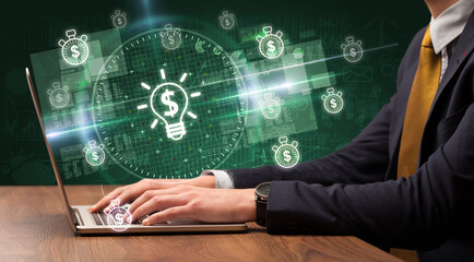 business hand working in stock market