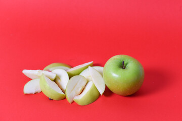 Green apples are peeled and ready to eat.