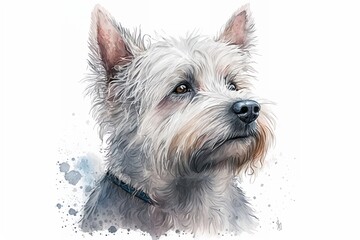 Watercolor dog illustration white background,Generative AI
