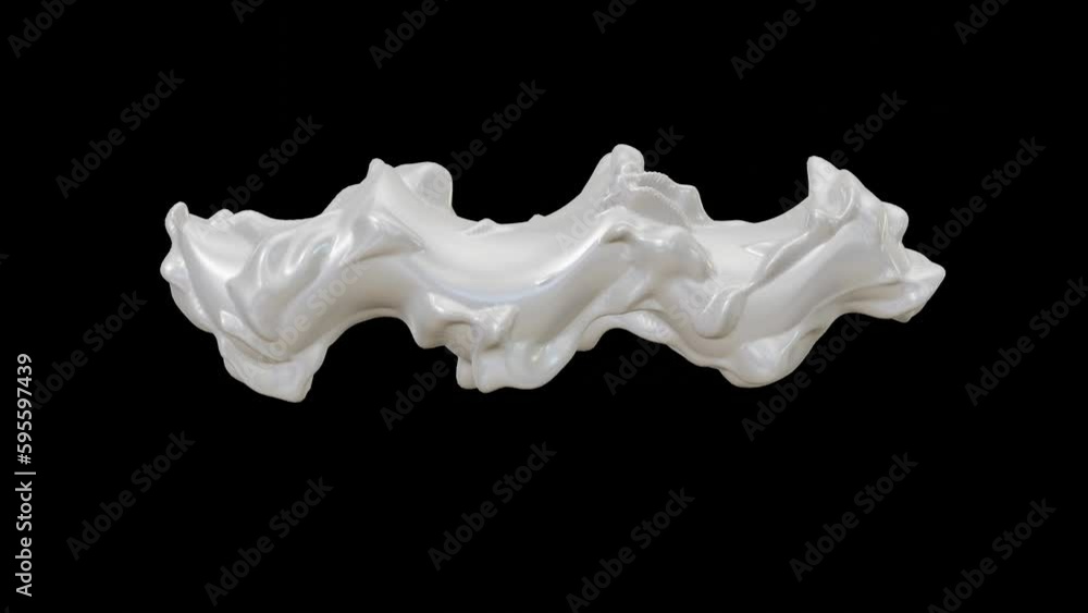 Poster animation of white geometric liquid shape on black background move horizontally and vertically in wa